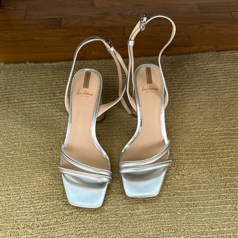 Sam Edelman size 8 silver block heels. Never worn, brand new condition!